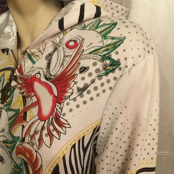 RARE FIND!! vintage y2k christian Audigier hoodie with satin hood! - Picture 6 of 17